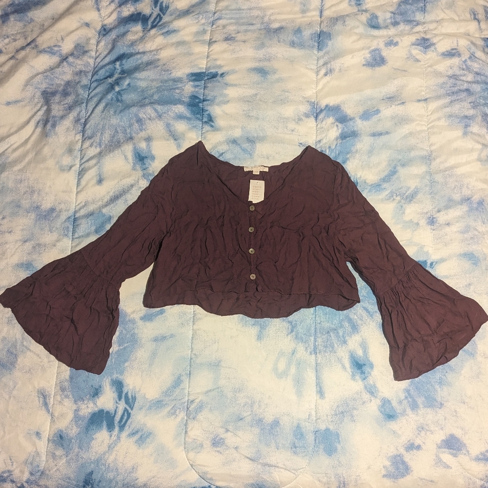 Don't Ask Why Cropped Bell-Sleeve Top